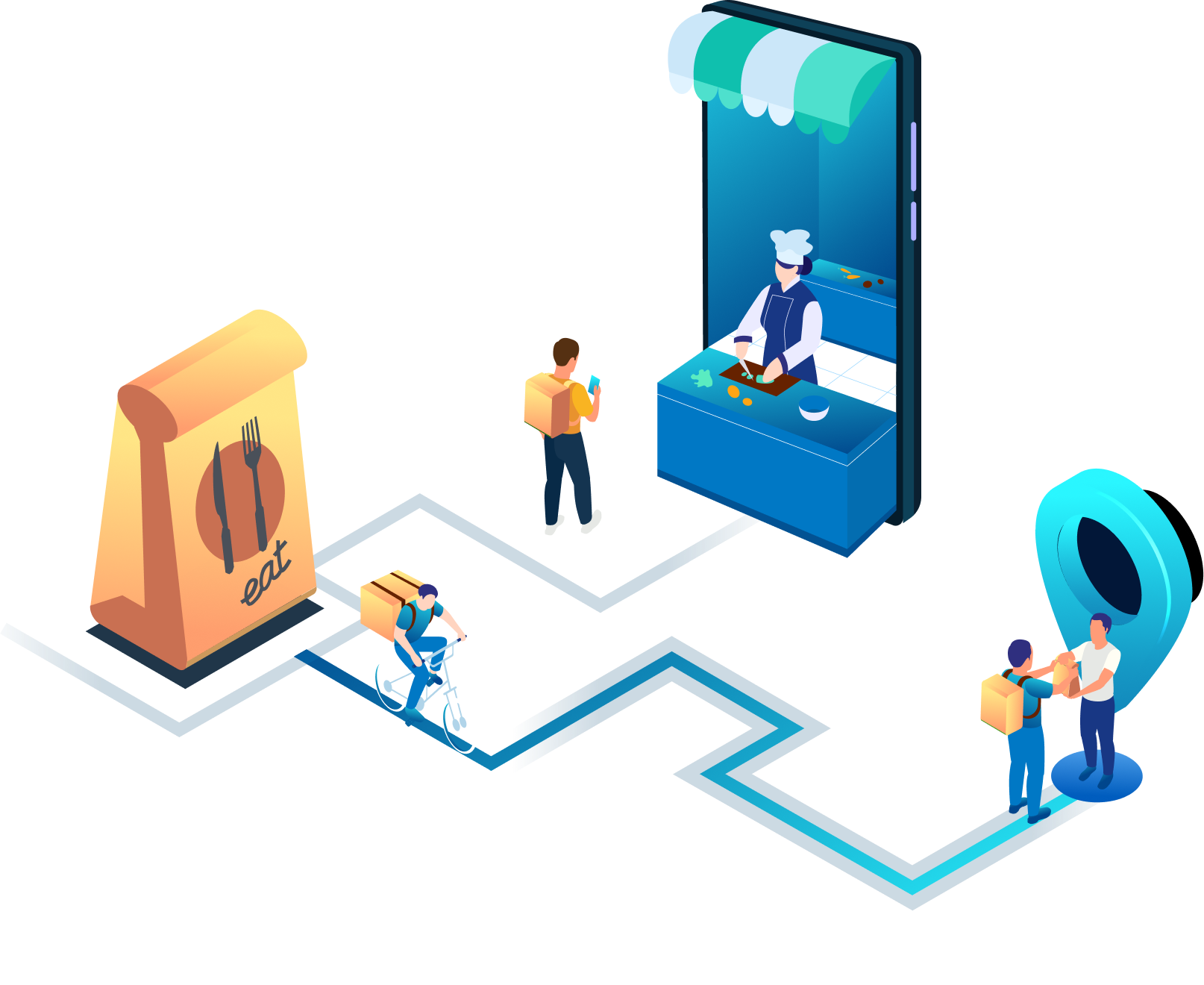 Catering marketplace software platform illustration