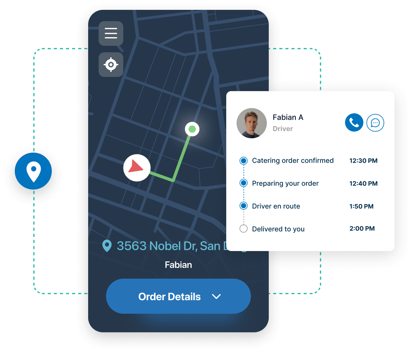 Real-time tracking of catering orders